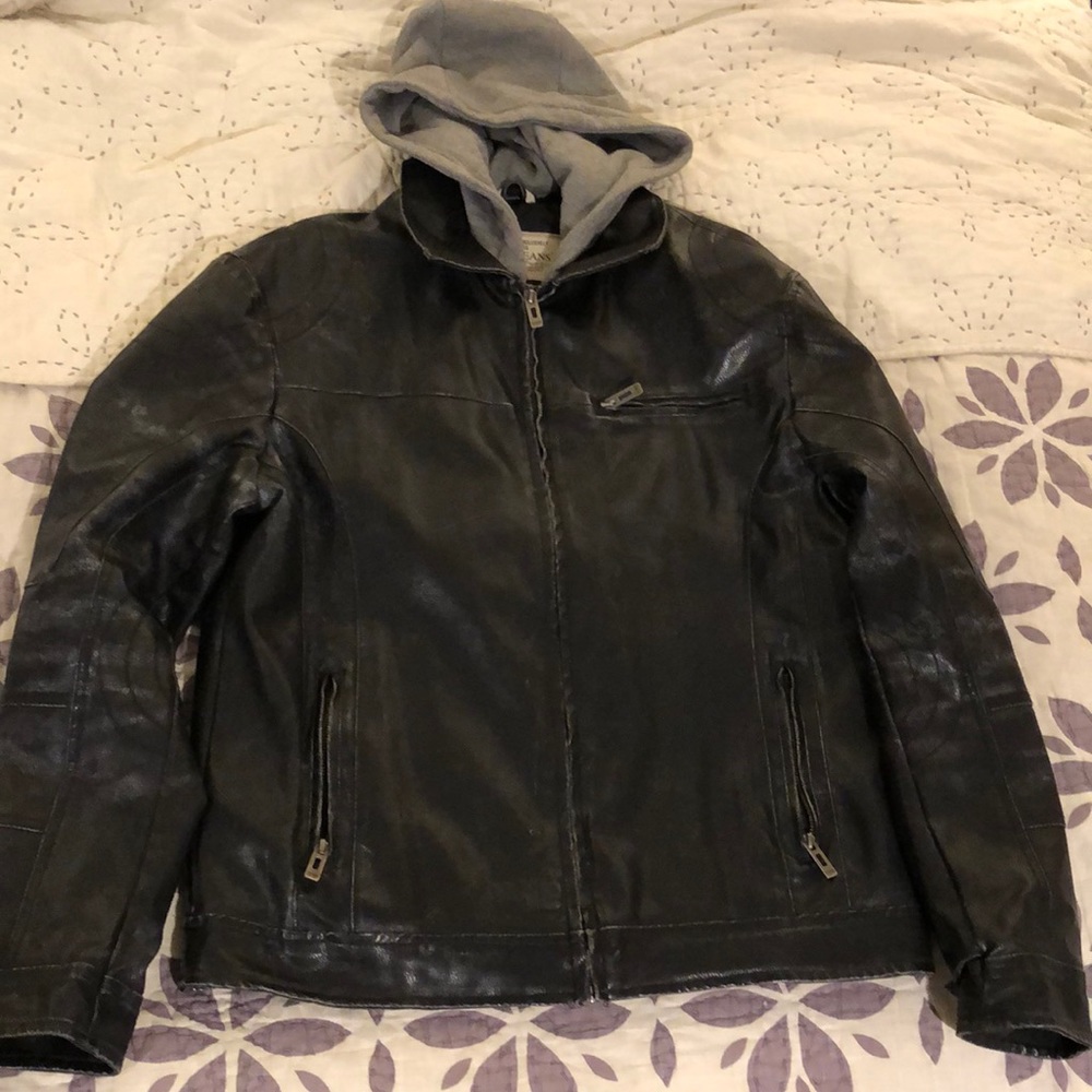 Vintage Guess Faux Leather Jacket with Hood